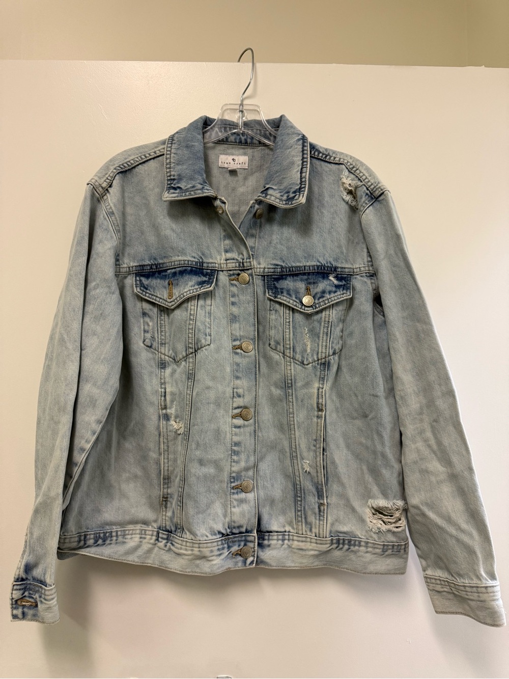 True Craft Light Wash Distressed Denim Jacket